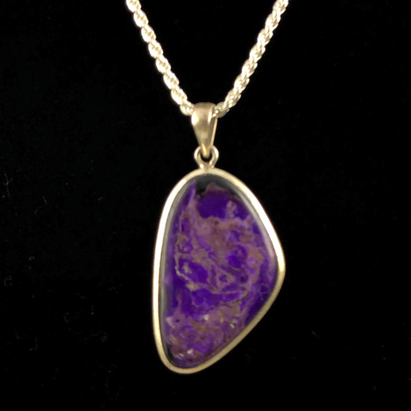 Sterling Silver Free Form Shaped Sugilite Pendant - Picture 2 of 4